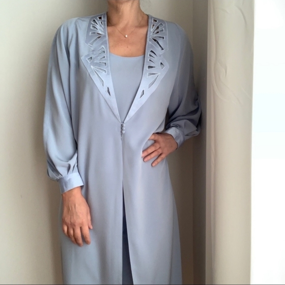 VINTAGE Lawrence Dress Montreal Lavande 8 Draping Long Sleeves Cut Out - Picture 3 of 7